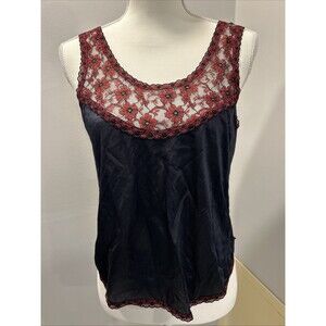 Vintage Ashley Taylor Black & Red Lace Camisole Lingerie Top Size Medium